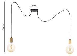 Висящ полилей MIROS 2xE27/60W/230V черен/златист