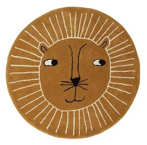 Кафяв детски килим със смес от вълна ø95 cm Lion – OYOY Mini