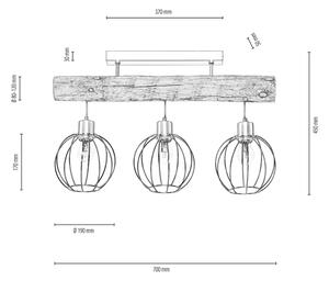 Spot-Light DO6977304 - Полилей за повърхностен монтаж BERIS 3xE27/25W/230V бор