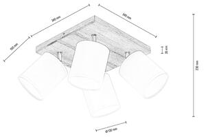 Spot-Light DO56844474 - Таванен спот APRILLIA 4xE27/25W/230V дъб/бял