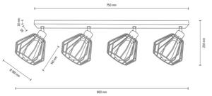 Spot-Light DO63804474 - Таванен спот VENTI 4xE27/15W/230V дъб