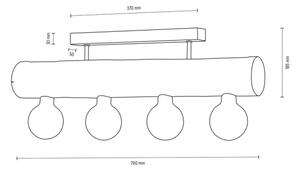 Spot-Light DO6997456 - Полилей за повърхностен монтаж TRABO 4xE27/60W/230V бор