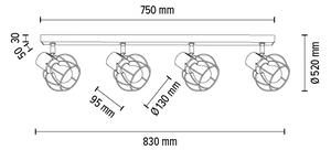 Spot-Light 26114404 - Таванен спот PHIPHI 4xE27/60W/230V дъб