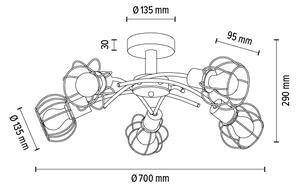 Spot-Light 8224574 - Полилей за повърхностен монтаж VIVIANE 5xE27/60W/230V дъб