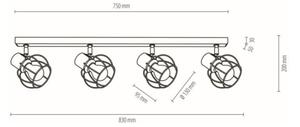 Spot-Light 26114404 - Таванен спот PHIPHI 4xE27/60W/230V дъб