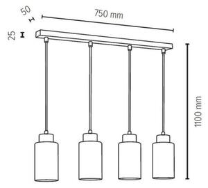 Spot-Light 1720404 - Пендел BOSCO 4xE27/60W/230V