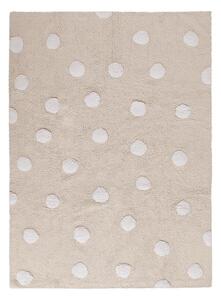 Бежов ръчно изработен памучен детски килим подходящ за пране 120x160 cm Polka Dots Beige – Lorena Canals
