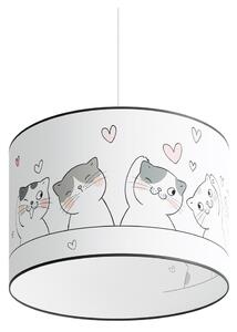 Бял детски полилей с пластмасов абажур ø 40 cm Puss – Sollux