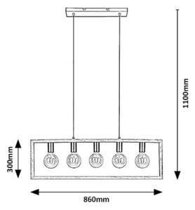 Rabalux 2294 - Висящ полилей INDIGO 5xE27/40W/230V черен/бук