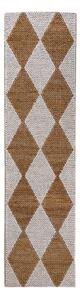 Бяла/естествена ръчно изработена пътека със смес от юта 80x230 cm Effie Diamond – Flair Rugs