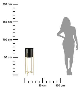 Стойка за цветя 75x17 см черен/златист