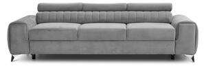 Светлосив кадифен разтегателен диван 261 cm Laurence – ELTAP