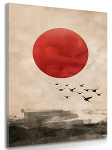 Картина на платно – Japandi магията на червената луна