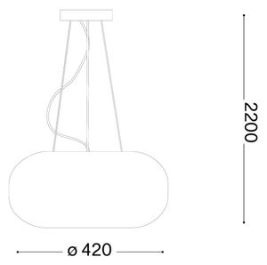 Ideal Lux - Полилей на кабел ULISSE 3xE27/60W/230V, диаметър 42 см, бял
