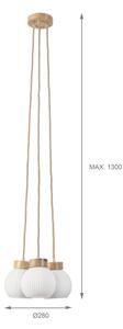 Полилей на кабел LOOMIS 3xE27/15W/230V 130 cm бежово/дъб