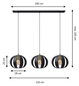 Пендел NEWTON 3xE27/60W/230V черен/златист