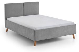 Сиво двойно легло 140x200 cm тапицирано с включена подматрачна рамка Piano – Meise Möbel