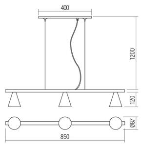 Redo 01-2218 - Пендел ZUMA 3xGU10/15W/230V черен/златист