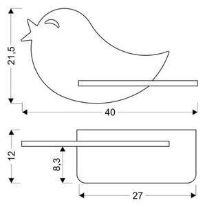 LED Детски аплик с рафт BIRD LED/5W/230V розов/дървен