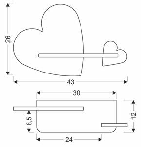 LED Детски аплик с рафт HEART LED/5W/230V розов/бял/дървен