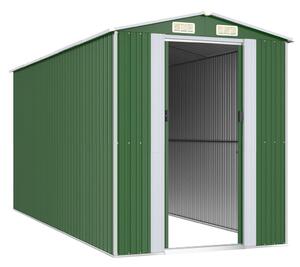 VidaXL Градинска барака зелена 192x440x223 см поцинкована стомана