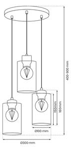 Пендел MADERA 3xE27/60W/230V бял/дървен