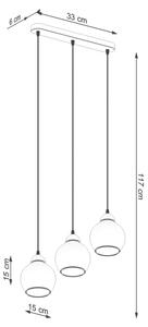 Sollux SL.1142 - Пендел ALINO 3xE27/60W/230V черен