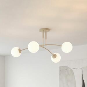 EMIBIG LIGHTING Таванна лампа Pregos, бежова, Ø 60 см, 4-лампова, метал/стъкло, Затъмняване, Бежов, Дневна/трапезария, Стъкло, Модерен, Глобус