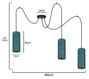 Пендел AVALO 3xE27/60W/230V тюркоазен/златист