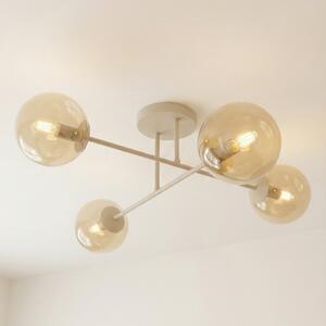EMIBIG LIGHTING Таванна лампа ROMA, бежова, дължина 75 см, 4-лампова, стъкло/метал, Затъмняване, Бежов, Дневна/трапезария, Стъкло, Модерен, Глобус