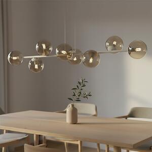 EMIBIG LIGHTING Висяща лампа „Роси“, бежова, дължина 130 см, 8-лампова, стъкло/метал, Затъмняване, Бежов, Дневна/трапезария, Стъкло, Модерен, Глобус