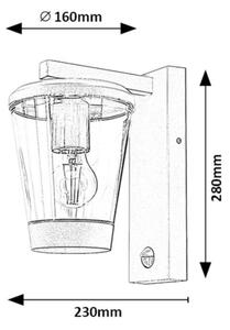 Rabalux 7267 - Екстериорен аплик със сензор SAVANO 1xE27/40W/230V IP44