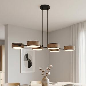 EMIBIG LIGHTING Висяща лампа DRUMZ, кафява, дължина 100 см, 6-лампова, текстил, E14, Затъмняване, Кафяв / ръждив, Дневна/трапезария, Плат / текстил, Модерен
