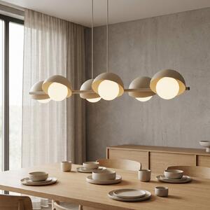 EMIBIG LIGHTING Висяща лампа BOOM, бежова, дължина 88 см, 6-лампова, метал/стъкло, Затъмняване, Бежов, Дневна/трапезария, Метал, Модерен