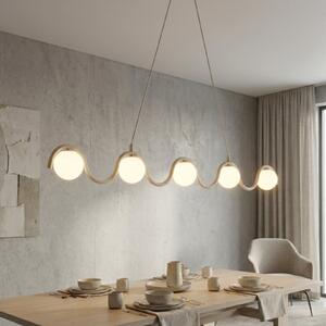 EMIBIG LIGHTING Висяща лампа SINUS, бежова, дължина 110 см, 5-лампова, метал/стъкло, Затъмняване, Бежов, Дневна/трапезария, Стъкло, Модерен, Глобус
