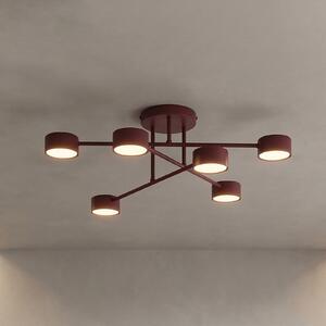 EMIBIG LIGHTING Таванна лампа HALO, тъмночервена, Ø 60 см, 6-лампова, метал, GX53, Затъмняване, Червен, Дневна/трапезария, Метал, Модерен, Полукръгъл таван с разстояния