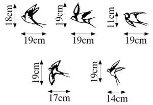 К-кт 5x Декорация за стена птици метал