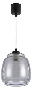 Brilagi - LED полилей на стоманено въже R GLASS 1xE27/60W/230V Ø 26 см черен/димчато сив