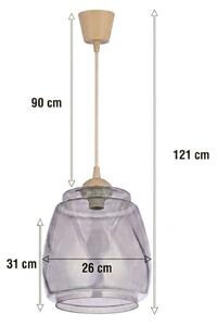 Brilagi - LED полилей на кабел R GLASS 1xE27/60W/230V Ø 26 см бежово/димчато сиво
