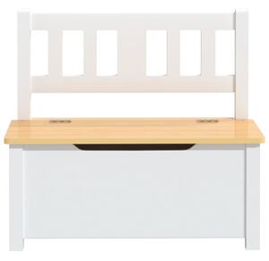 VidaXL Детска пейка за съхранение, бяло и бежово, 60x30x55 см, МДФ