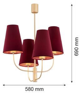 Argon 1827 - Висящ полилей SAFIANO 4xE27/15W/230V бордо