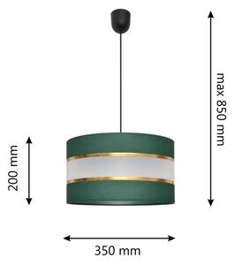 Пендел HELEN 1xE27/60W/230V Ø 35 cm зелен/златист