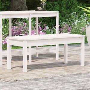 VidaXL Градинска пейка, бяла, 109x44x45 см, борово дърво масив