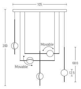 Zambelis 2001 - LED Пендел LED/38W/230V