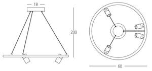 Zambelis 22012 - LED Димируем пендел LED/47W/230V Ø 60 см черен