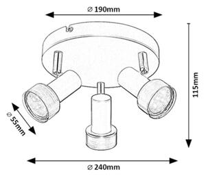 Rabalux 73013 - Таванен спот KONRAD 3xGU10/50W/230V