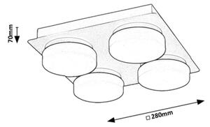Rabalux 75004 - LED Плафон за баня ATTICHUS 4xLED/5,2W/230V IP44