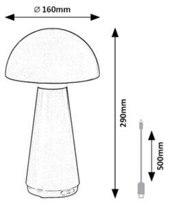Rabalux 76007 - LED Димируема акумулаторна настолна touch лампа ISHTAR 3W/5V 2000mAh IP44