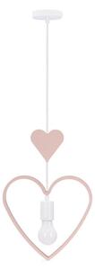 Детски висящ полилей на шнур HEART 1xE27/20W/230V розов/бял