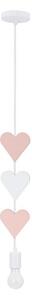 Детски полилей на кабел HEART 1xE27/20W/230V розов/бял